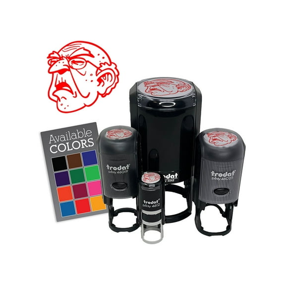 Old Grumpy Senior Grandfather Man Self-Inking Rubber Stamp Ink Stamper for Stamping Crafting Planners - 1/2 Inch Mini - UV Ink