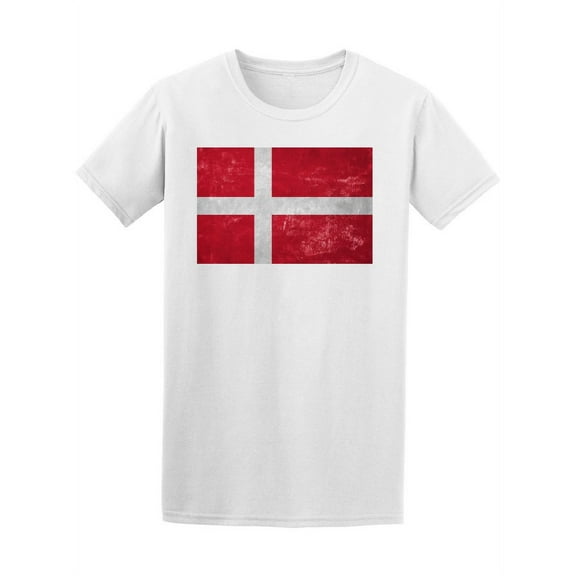 Old Grunge Denmark Flag T-Shirt Men -Image by Shutterstock, Male XX-Large