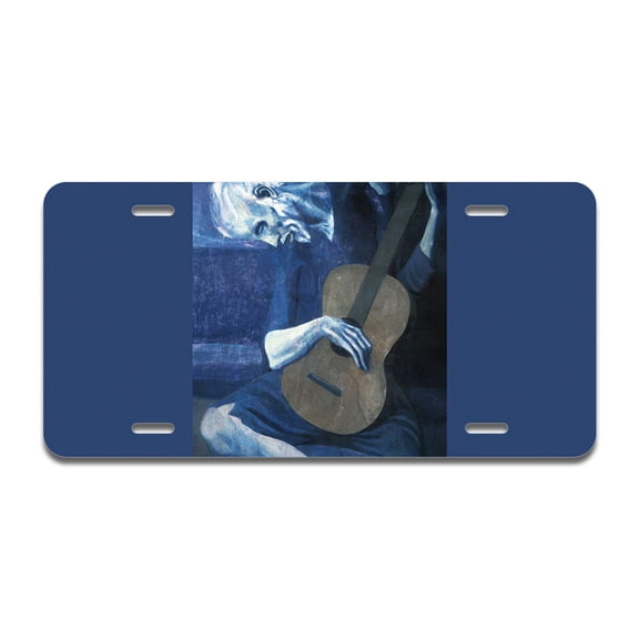 Old Guitarist Aluminum License Plate| License Plate 12" X 6" Fits Any Car, Truck, SUV, RV, or Trailer | Made in The USA