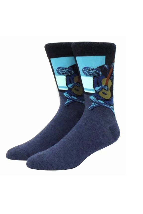 Old Guitarist Picasso Famous Art Socks - Blue