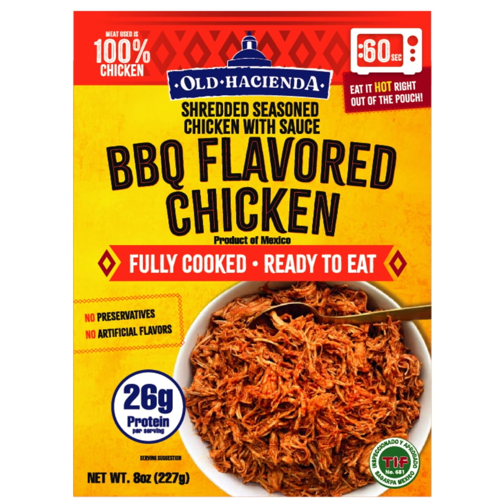 Shredeeded Old Hacienda BBQ Flavored Shredded Chicken, Fully Cooked, 8oz - Walmart.com