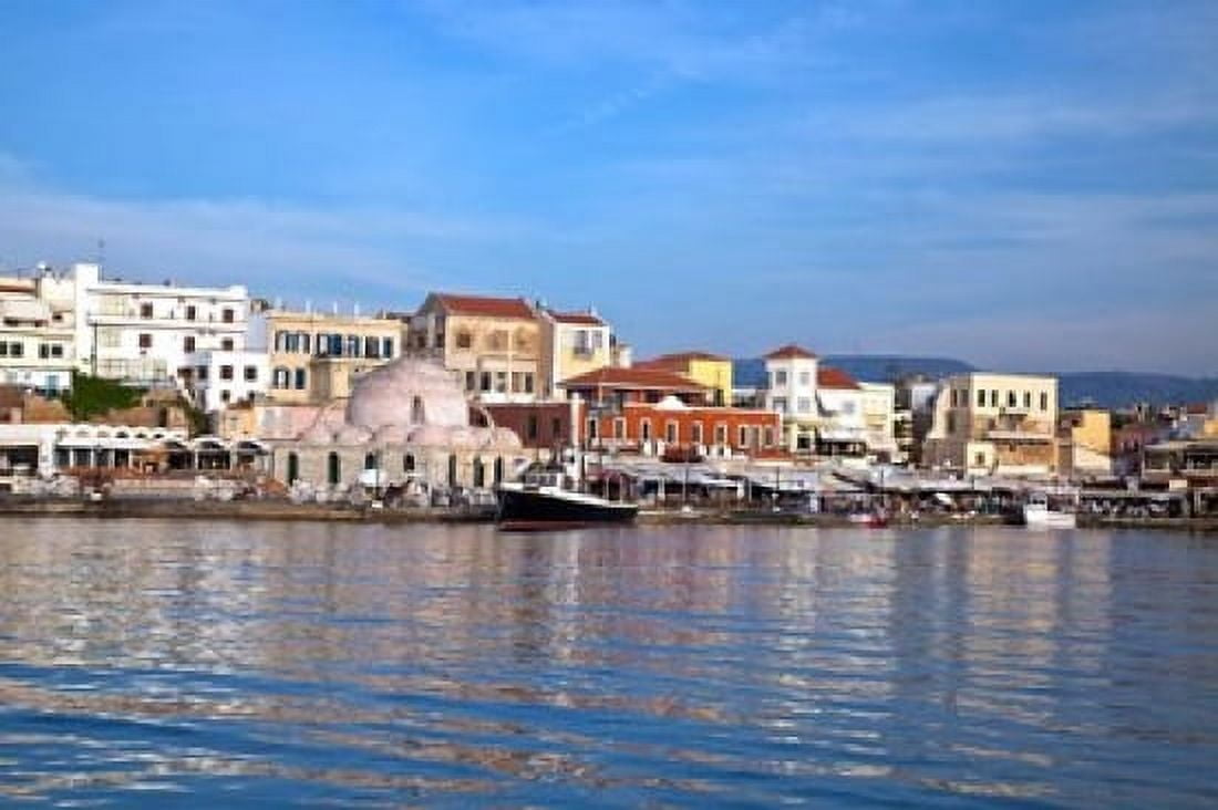 Old Harbor Chania Crete Greece Canvas Art - Darrell Gulin DanitaDelimont (34 x 23)