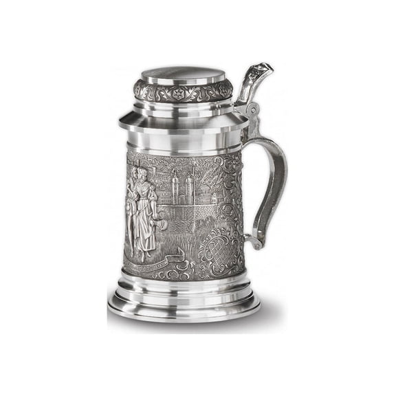 Old Heidelberg 0.5 liter beer stein with flat lid