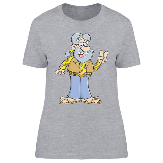 Old Hippie Cartoon T-Shirt Women -Image by Shutterstock, Female x-Large