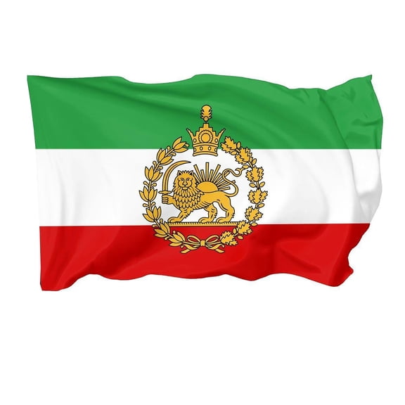 Old Historic Iran Iranian Flag with Sun Crown 3x5FT and Former Iranian Flags with 2 Brass Grommets, Sturdy Double Stitched and Polyester.