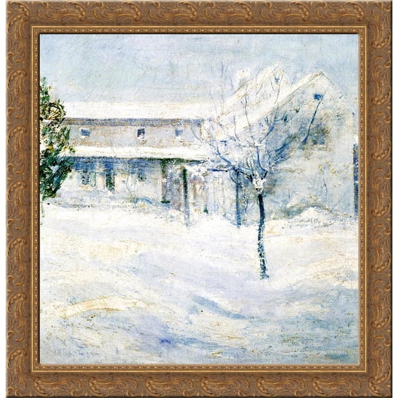 Old Holley House 20x20 Gold Ornate Wood Framed Canvas Art by John Henry Twachtman