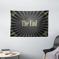 thumbnail image 1 of Old Hollywood Tapestry, Movie Ending Screen with Vintage Video Frame The End Text, Wall Hanging for Bedroom Living Room Dorm Decor, 60W X 40L Inches, Charcoal Grey Black and Cream, by Ambesonne, 1 of 2