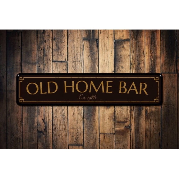 Old Home Bar Sign Bar Decor Custom Established Date Sign Metal Bar Sign Bar Name Sign - Home Bar Signs - Size: 16 x 4 Inches
