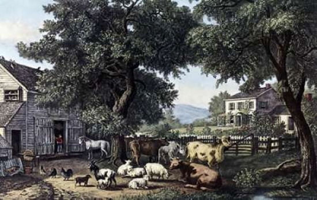 Old Homestead Canvas Art - Currier and Ives (24 x 36)