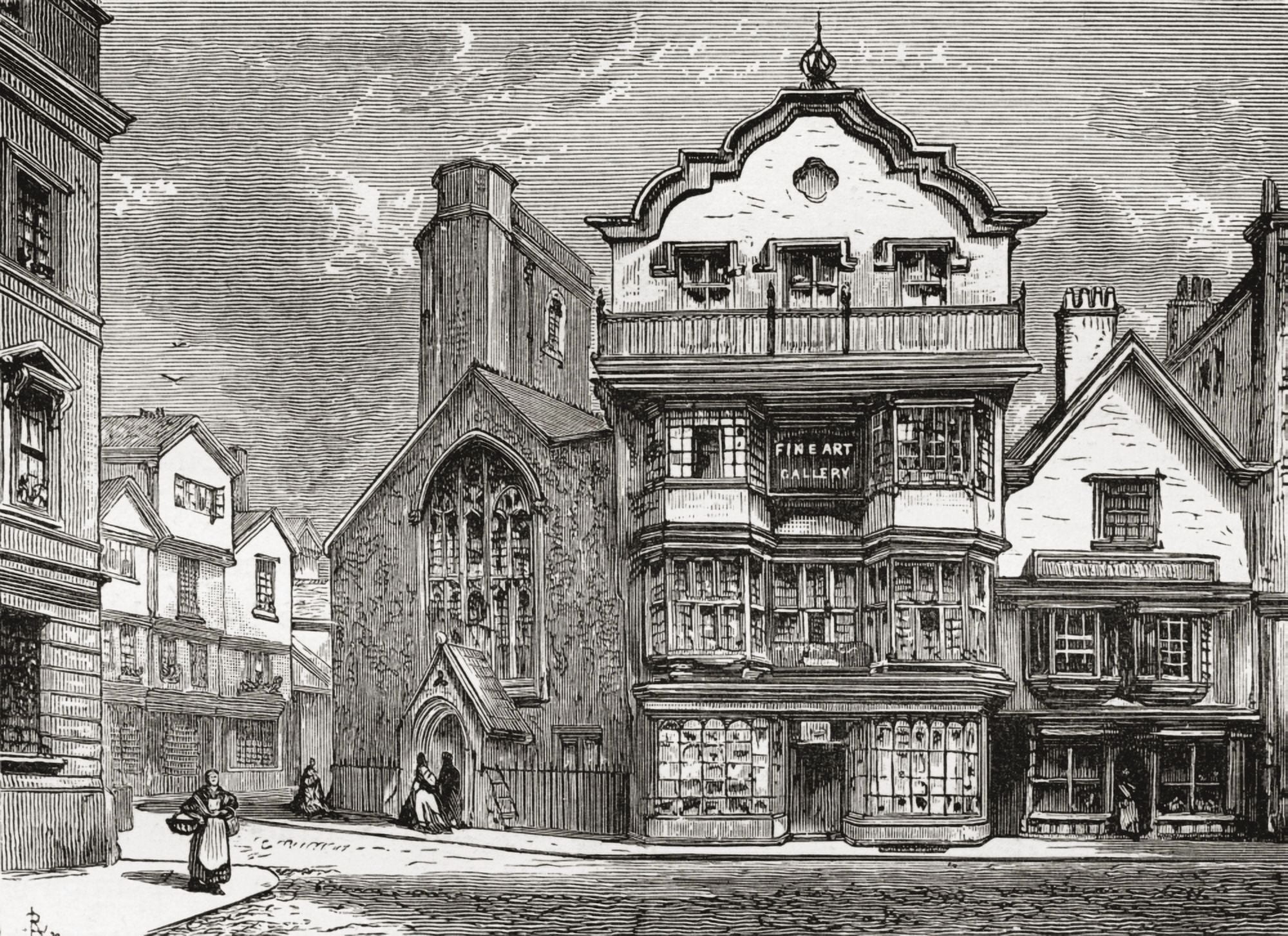 Old Houses In Cathedral Close Exeter Devon England In The Late 19Th Century From Our Own Country Published 1898 Canvas Art - Ken Welsh Design Pics (34 x 24)