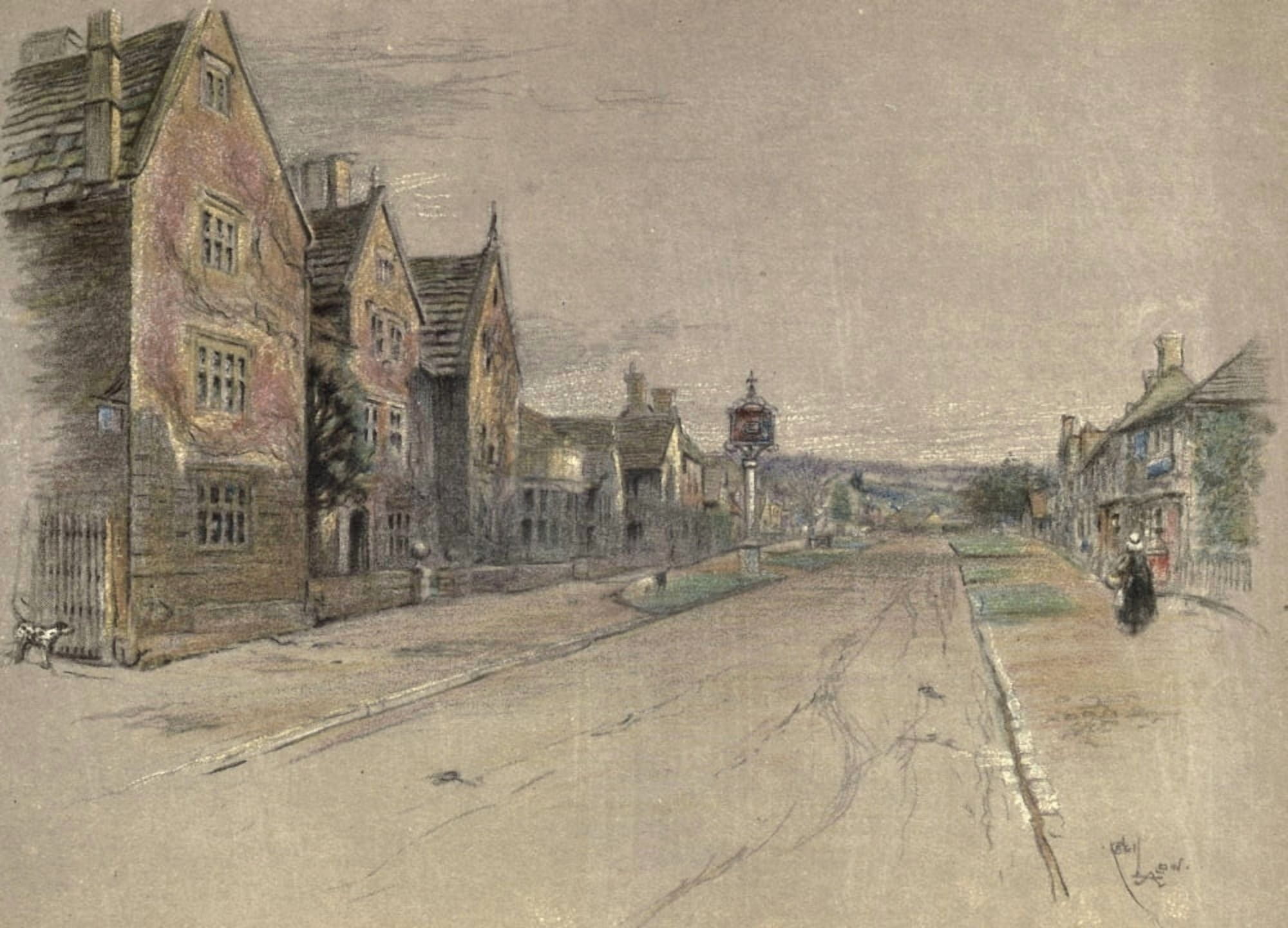 Old Inns 1921 Lygon Arms Broadway Worcs Canvas Art - Cecil Aldin (18 x 24)