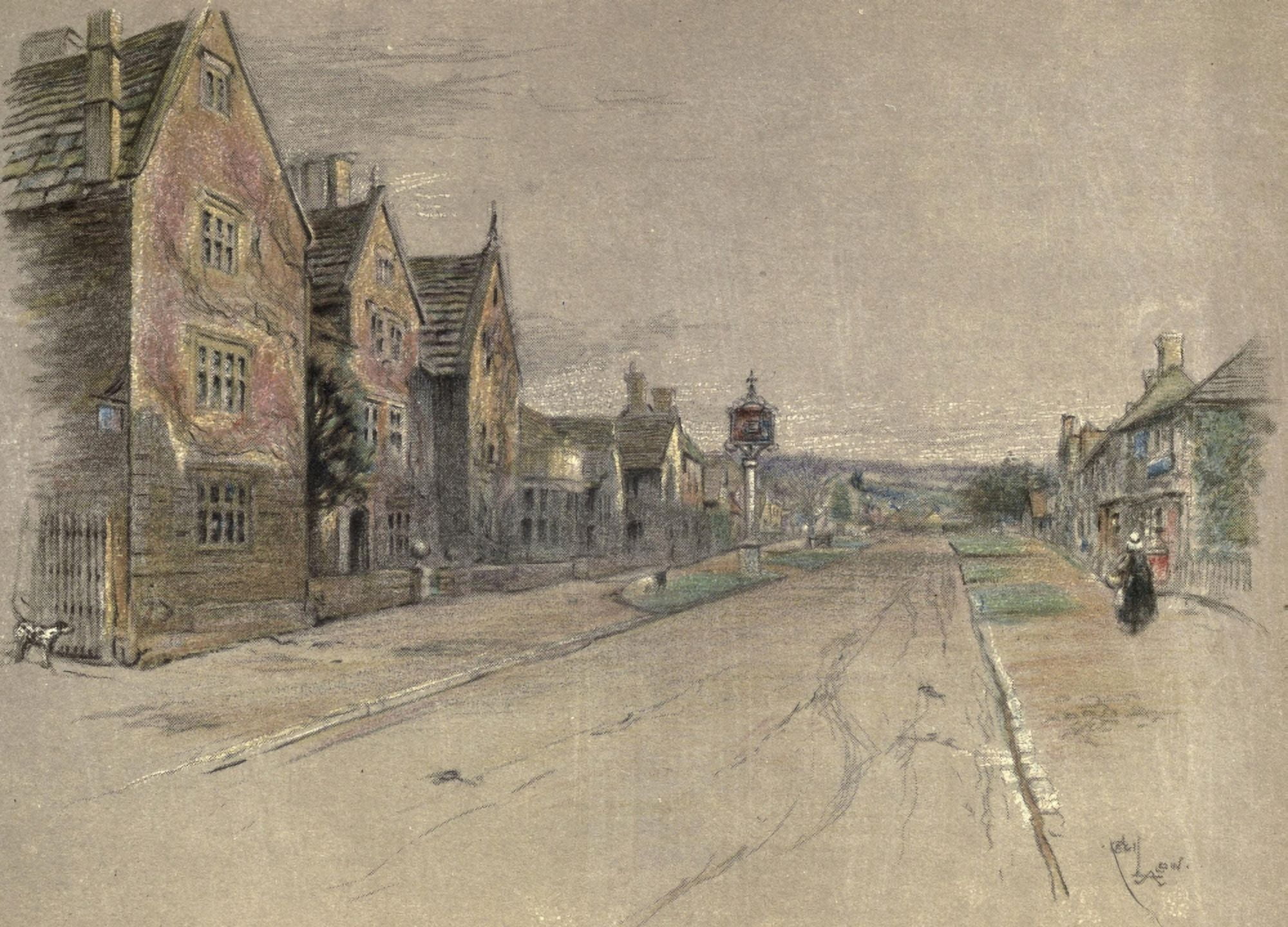 Old Inns 1921 Lygon Arms Broadway Worcs Canvas Art - Cecil Aldin (24 x 36)