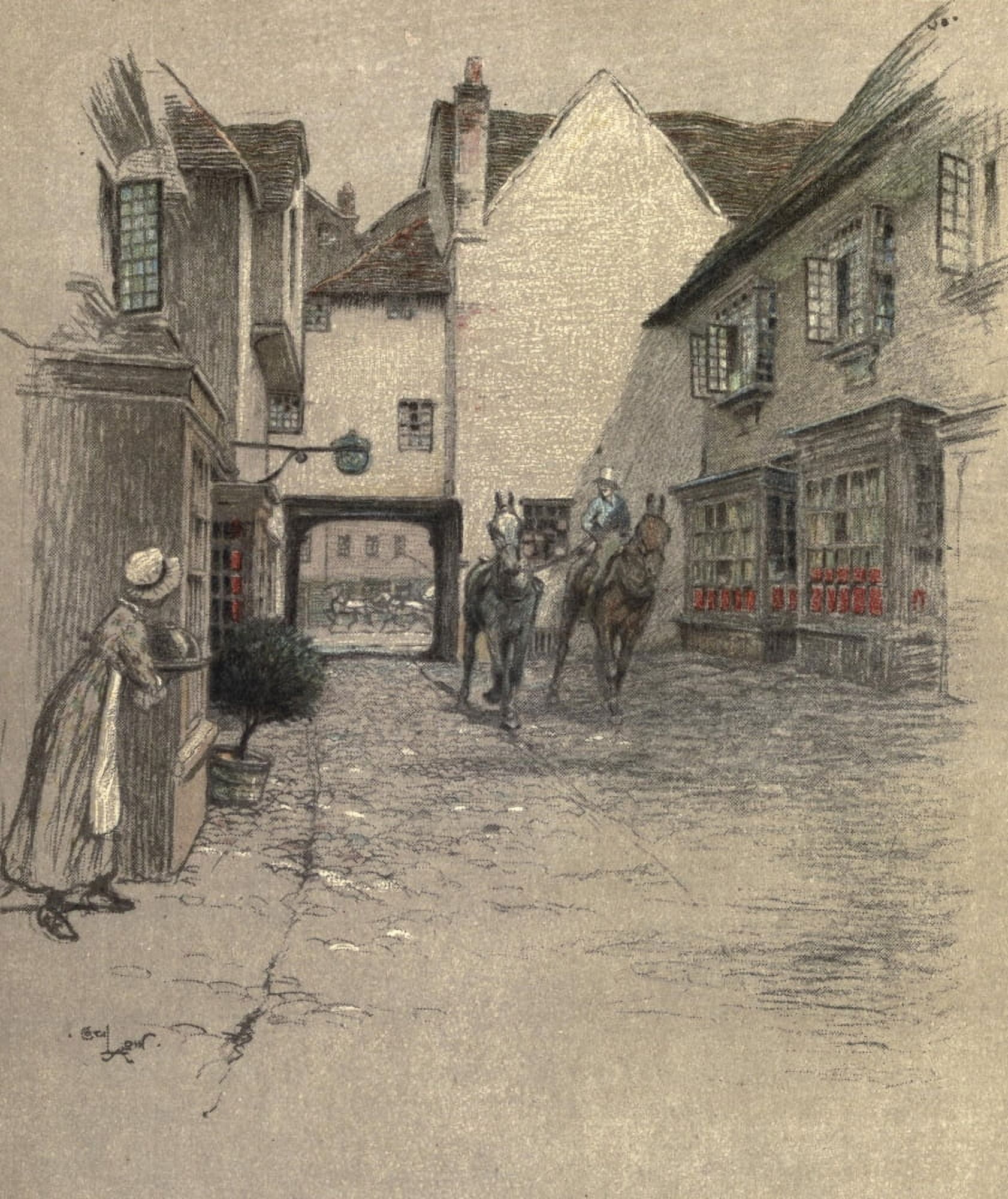 Old Inns 1921 The George Inn Dorchester Canvas Art - Cecil Aldin (24 x 36)