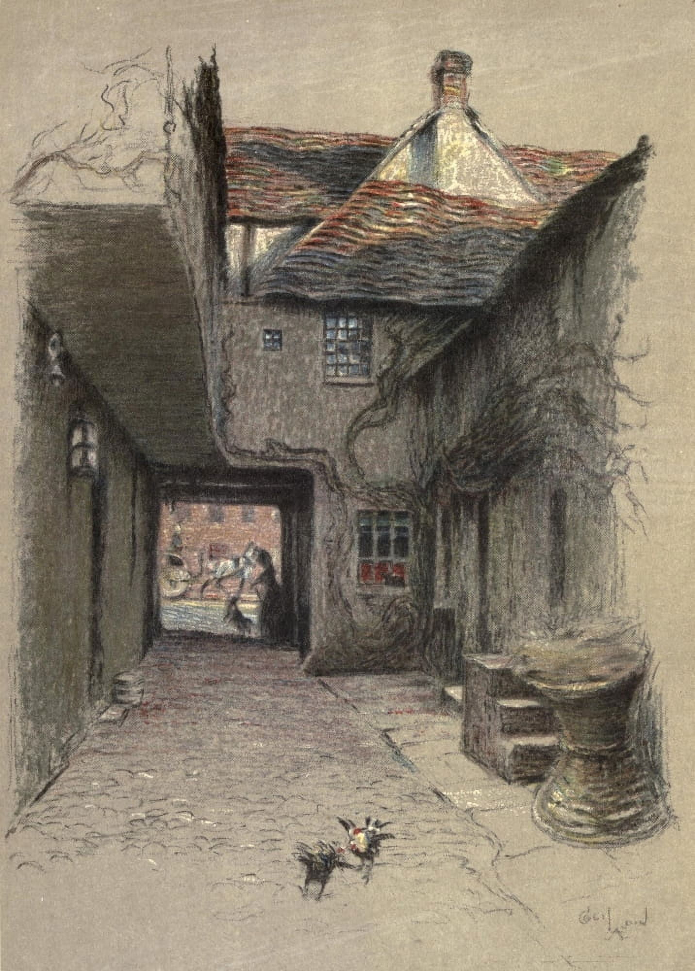 Old Inns 1921 The New Inn Gloucester Canvas Art - Cecil Aldin (24 x 36)