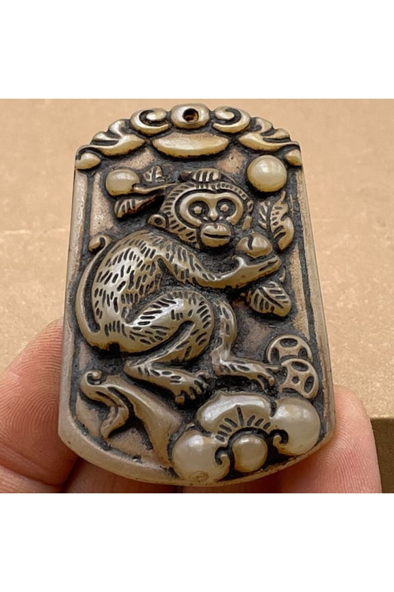 Old Jade Antique Jade Jade Tag Pendant Monkey