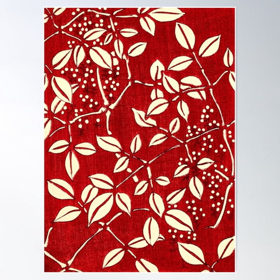 Old Japanese Leaves Pattern. Poster Wall Art, Modern Wall Decor For Living Room Bedroom, 8x12 UNFRAMED