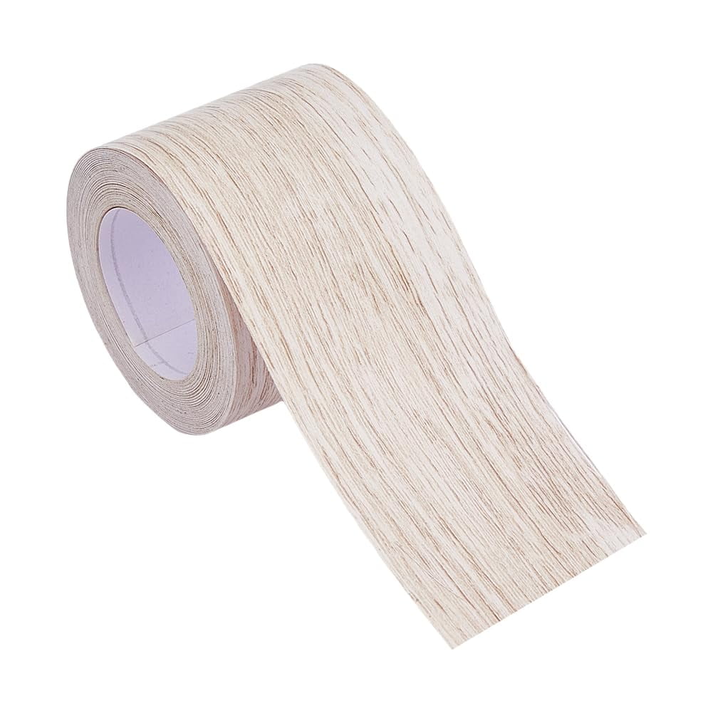 Old Lace Wood Repair Tape PVC Self-Adhesive Shelf Liner Roll 1.89inch x 32ft Peel and Stick Forniture Tape for Dresser Drawer Locker Floors Doors Window Old Lace