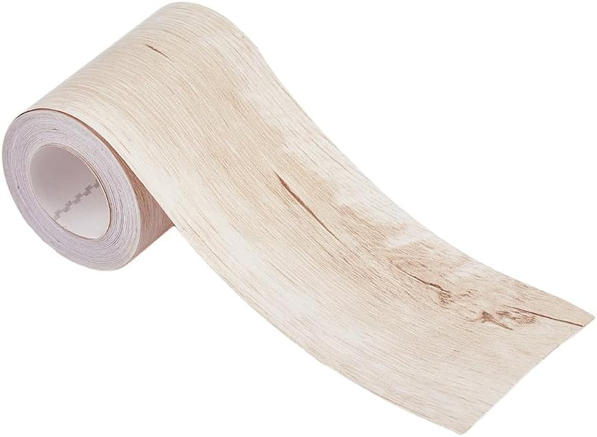 Old Lace Wood Repair Tape PVC Self-Adhesive Shelf Liner Roll 3.2inch x 32ft Peel and Stick Forniture Tape for Dresser Drawer Locker Floors Doors Window Brown