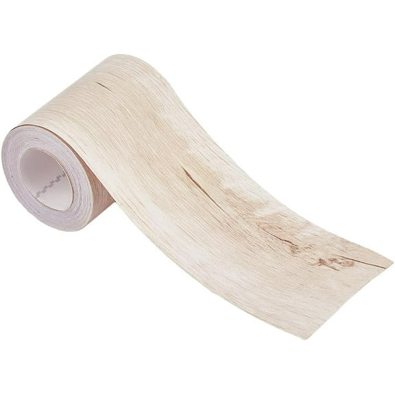 Old Lace Wood Repair Tape PVC Self-Adhesive Shelf Liner Roll 3.2inch x 32ft Peel and Stick Forniture Tape for Dresser Drawer Locker Floors Doors Window Brown