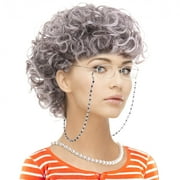 ODYSITE Old Lady Costume Set-Grandmother Wig,Wig Caps, Madea Granny Glasses, Eyeglass Retainer Chain,Pearl Necklace(5 Pieces)