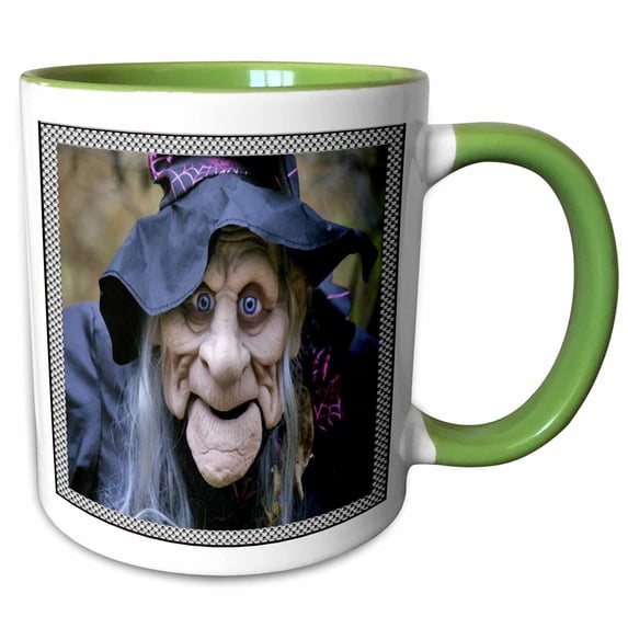 3drose, Old Lady Costume with Frame, 11oz Two-tone Green Mug