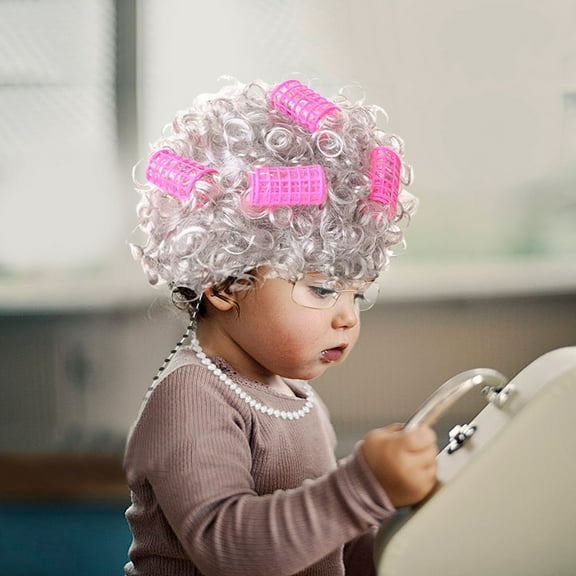 Lady For Kids Of School Granny Lady Wig Dress Up Accessory Lady Curler Goggles Cover Cake Topper Robes for Men Anime Adult Cloak Hoodie Women