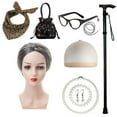 thumbnail image 1 of Old Lady Wig Accessories Old Women Grandma Granny Costume for Halloween Cosplay 100 Days of School, 1 of 3