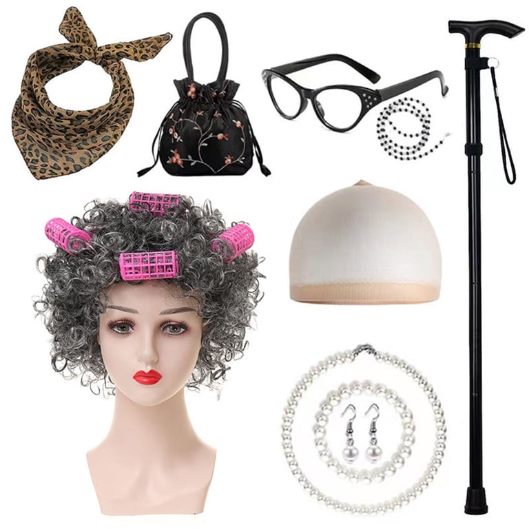 Old Lady Wig Accessories Old Women Grandma Granny Costume  display picture 2