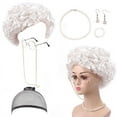 thumbnail image 1 of Lady Wig for Women - Classic Granny Wig with Glasses Chain Pearl Necklace Earrings Bracelet Set for, 1 of 7