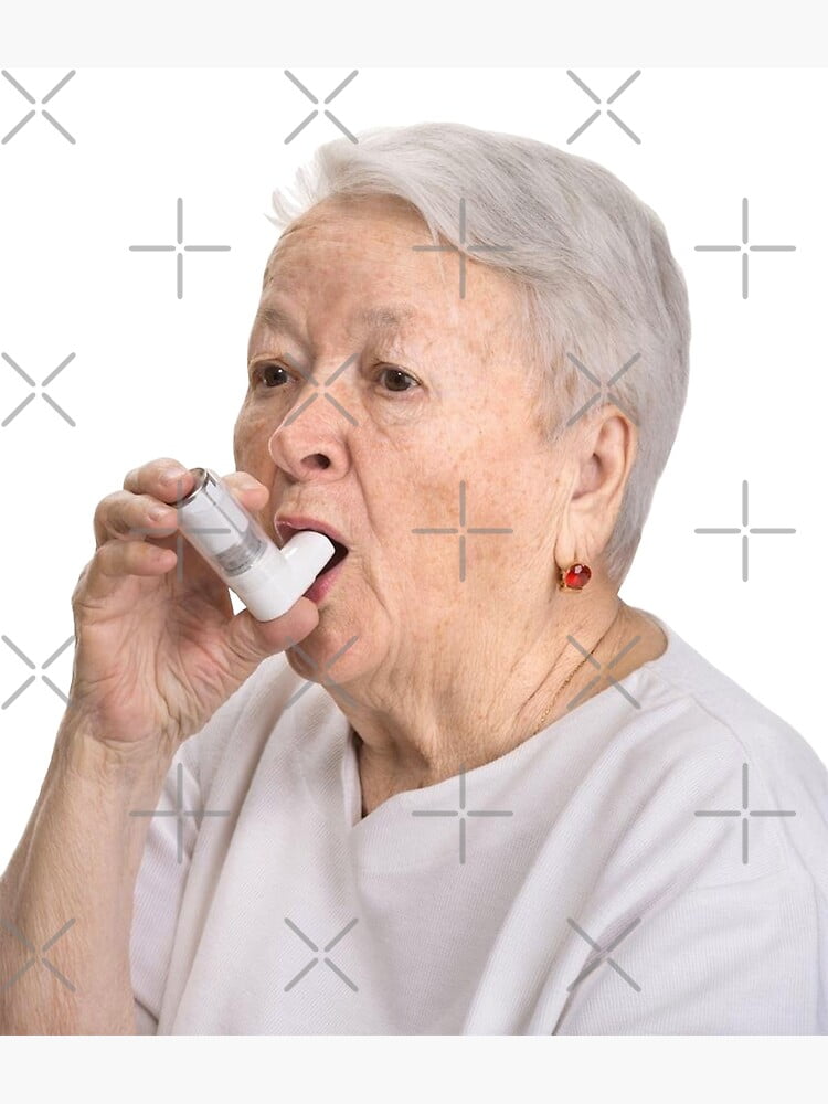 Old Lady with Inhaler Canvas Poster Decor Landscape Office Room Decor