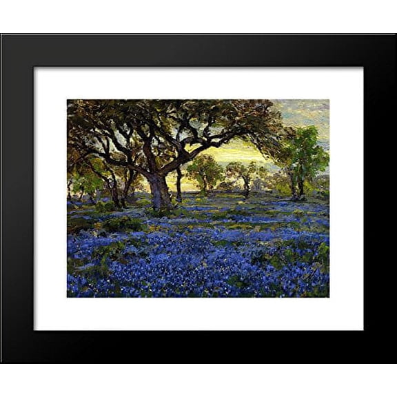 Old Live Oak Tree and Bluebonnets on the West Texas Military Grounds, San Antonio 20x24 Framed Art Print by Onderdonk, Robert Julian
