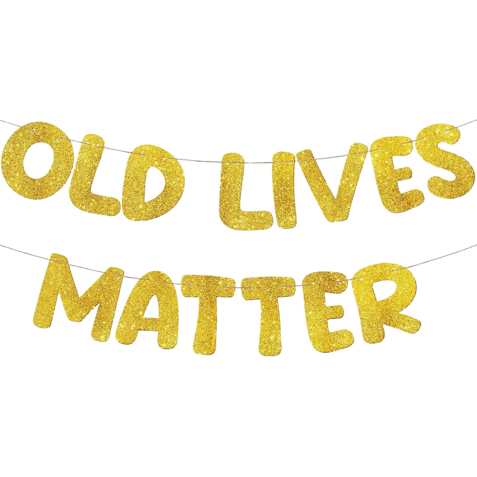 Old Lives Matter Happy Birthday Banner – Funny 80th 70th 60th 50th Party Decorations, Glitter Garland (Purple) - View #2