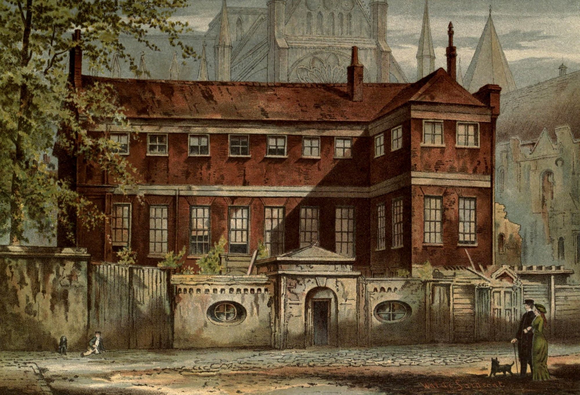 Old London 1900 Ashburnham Hse Westminster Canvas Art - Waldo Sergeant (24 x 36)