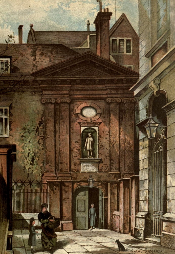 Old London 1900 Christs Hospital Newgate St Canvas Art - Waldo Sergeant (18 x 24)