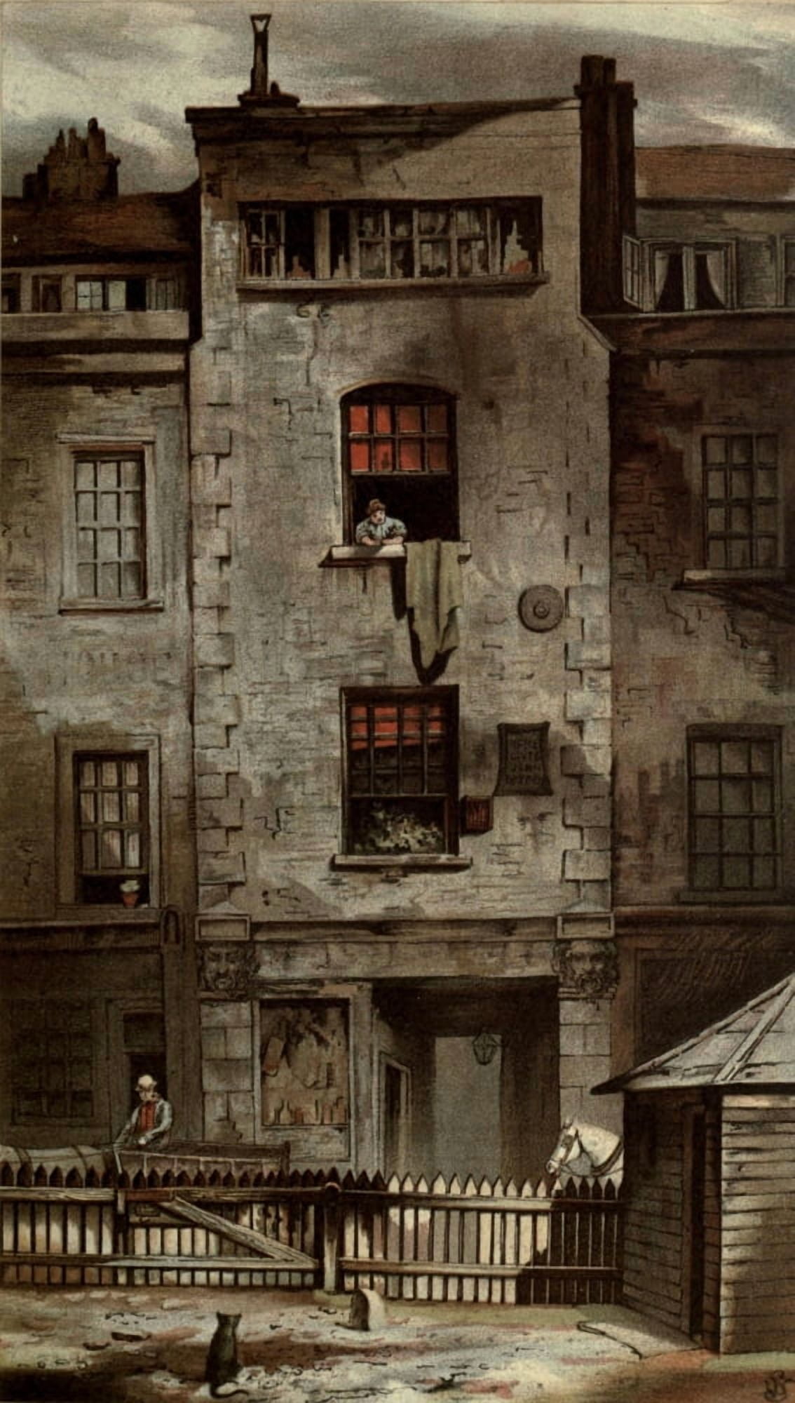 Old London 1900 Drydens Hse Fetter Lane Canvas Art - Waldo Sergeant (24 x 36)