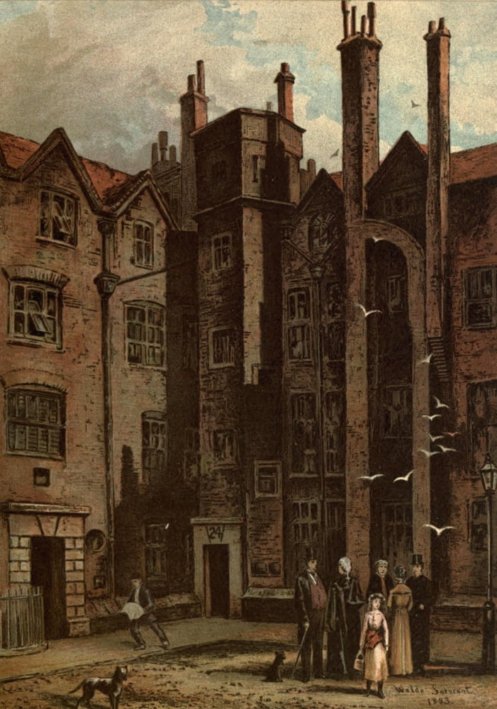 Old London 1900 Gatehouse Court Lincolns Inn Canvas Art - Waldo Sergeant (18 x 24)