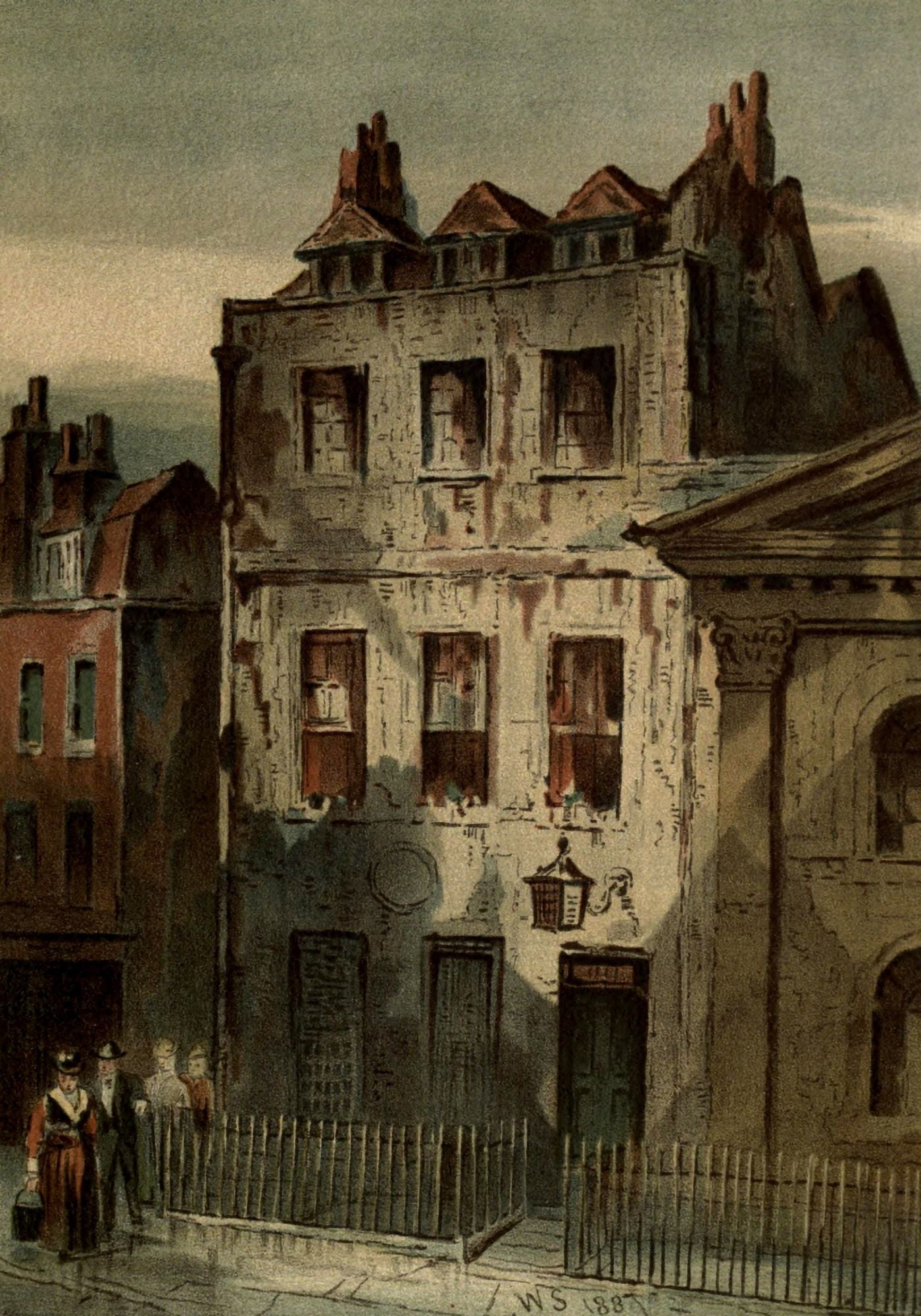 Old London 1900 Isaac Newtons Hse Leicester Sq Canvas Art - Waldo Sergeant (24 x 36)