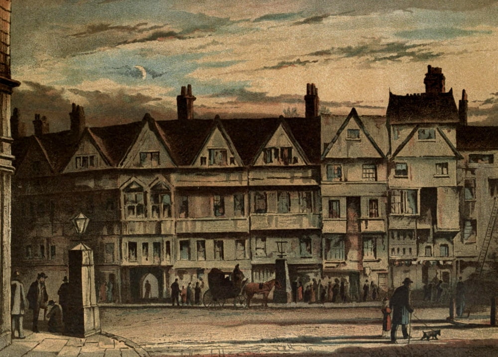 Old London 1900 Old houses Holborn Bars Canvas Art - Waldo Sergeant (24 x 36)