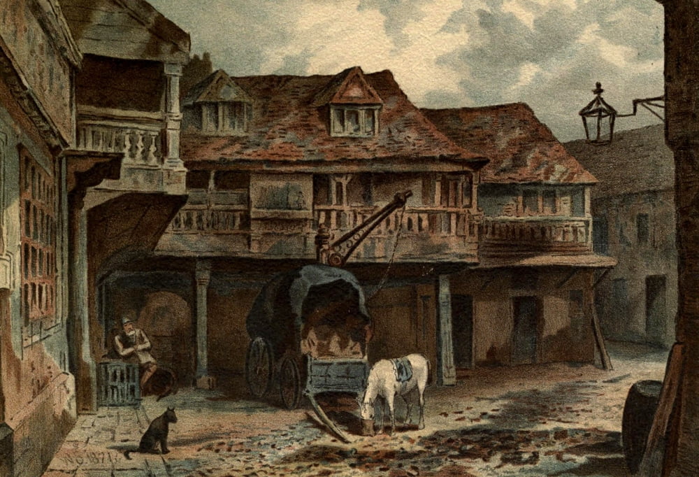 Old London 1900 Tabard Inn Southwark Canvas Art - Waldo Sergeant (24 x 36)