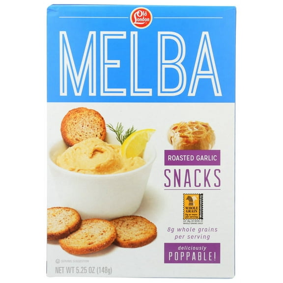 Old London All Natural Roasted Garlic Whole Grain Melba Snacks, 5.25 (Pack of 12)