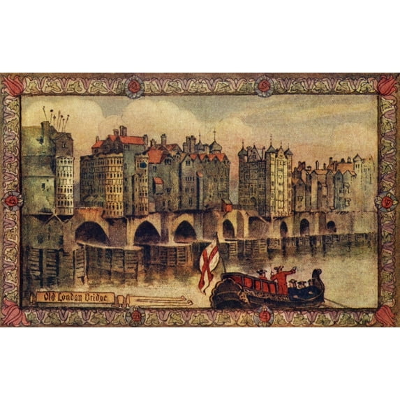 Old London Bridge Poster Print By Mary Evans Picture Library Peter & Dawn Cope Collection (24 X 18)