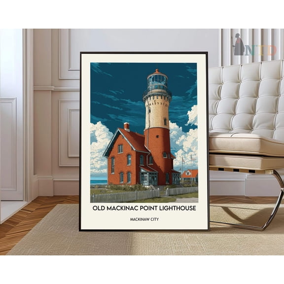 Old Mackinac Point Lighthouse Poster, Unframed Paper Poster 8x10in