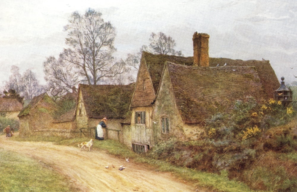 Old Malt House Brook Surrey Canvas Art - Helen Allingham (24 x 36)
