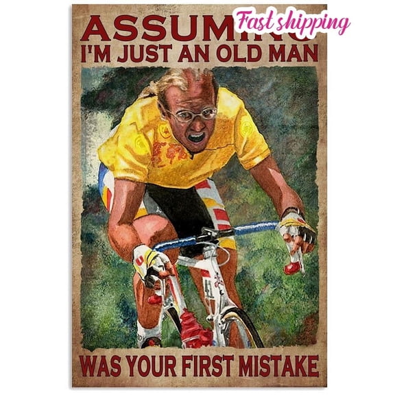 Old Man Cyclist Your First Mistake poster Wall Art Vertical 11 x 17 Inch Poster