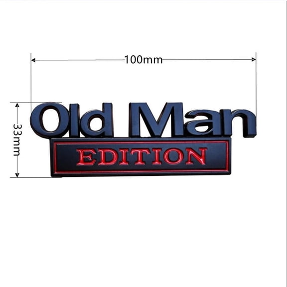 Old Man Edition Car Emblem 3D Metal Sticker Badge–Funny Edition Nameplate Decal-Black Red