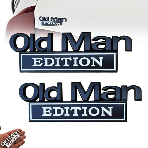 Old Man Edition Car Emblem 3D Metal Sticker Badge – Funny Edition Nameplate Decal for Side Rear Tailgate Bumper – Waterproof Rustproof Adhesive for Car Truck SUV Motorcycle