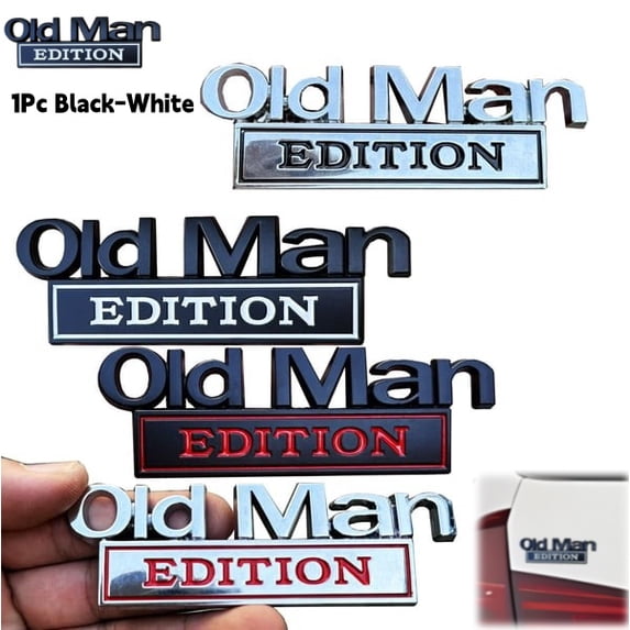 Old Man Edition Metal Emblem,Old Man Edition Car Emblem 3D Metal Sticker Badge – Funny Edition Nameplate Decal For Side Rear Tailgate Bumper – Waterproof Rustproof Adhesive,Car Truck Suv Motorcycle