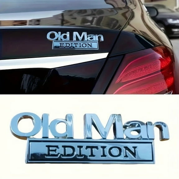 Old Man Edition Metal Emblem,Old Man Edition Car Emblem 3D Metal Sticker Badge – Funny Edition Nameplate Decal For Side Rear Tailgate Bumper – Waterproof Rustproof Adhesive,Car Truck Suv Motorcycle