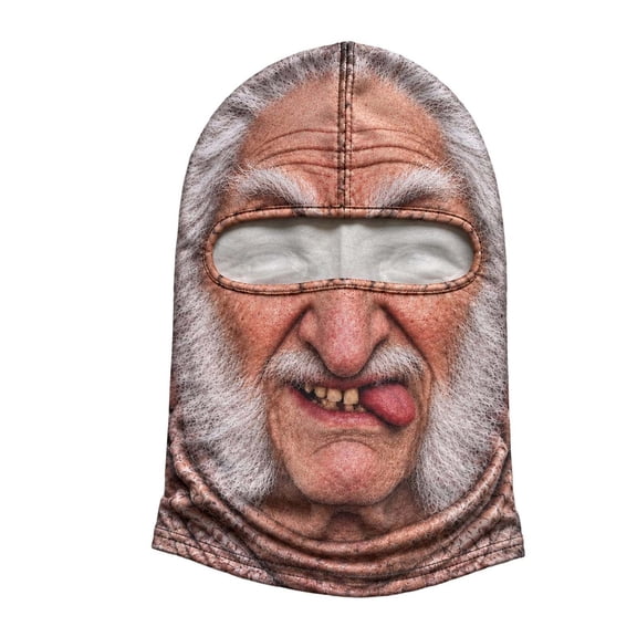 Old Man Face Ski Mask, Funny Realistic Printed Full Face Cover for Men and Women, Warm Wind-Blocking Neck and Head Mask for Skiing, Snow Sports, Outdoor Winter Activities, Parties, B