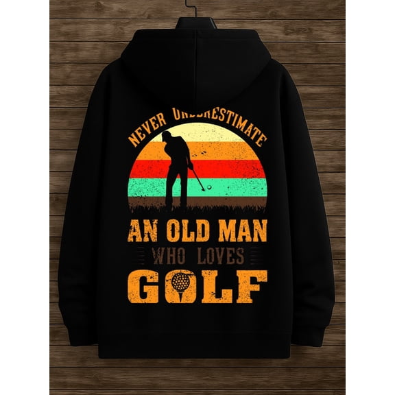 Old Man Golf hoodies & sweatshirt game men's hoodies black Regular Fit, All-Season Casual Wear, Ideal Gift streetwear winter funny high quality joy game over Basic Unisex hoodie